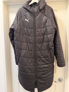 Puma Dark Gray Quilted Puffer Coat with Hood